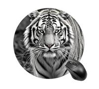 Black and White Tiger Round Mouse Pad 7.8 Inch, Portable Gaming Mouse Mat with Non-Slip Rubber Base & Smooth Surface, Waterproof Mousepad for PC, Laptop, Computer, Office, Home