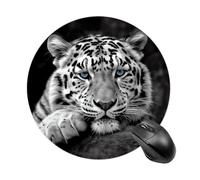 Black and White Tiger Round Mouse Pad 7.8 Inch, Portable Gaming Mouse Mat with Non-Slip Rubber Base & Smooth Surface, Waterproof Mousepad for PC, Laptop, Computer, Office, Home