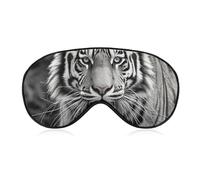 Black and White Tiger Sleep Mask for Women Men, Soft Eye Mask with Adjustable Strap for Sleeping, Light Blocking Travel Blindfold for Nap Comfortable Eye Cover for Home Office