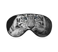 Black and White Tiger Sleep Mask for Women Men, Soft Eye Mask with Adjustable Strap for Sleeping, Light Blocking Travel Blindfold for Nap Comfortable Eye Cover for Home Office