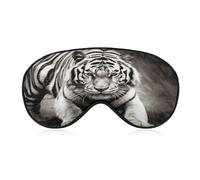 Black and White Tiger Sleep Mask Light Blocking Eye Cover Polyester Eye Mask with Elastic Strap Blindfold for Side Sleeper Sleeping Masks Face Hugging for Women Men Travel