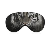 Black and White Tiger Sleep Mask Light Blocking Eye Cover Polyester Eye Mask with Elastic Strap Blindfold for Side Sleeper Sleeping Masks Face Hugging for Women Men Travel