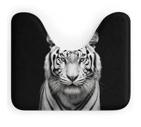 Black and White Tiger Toilet Rugs U Shaped Washable, Extra-Soft Plush Bath Mat 20 X 16 Inch Non Slip Toilet Floor Mat Quick Dry Super Absorbent Bathroom Rugs Microfiber Toilet Carpet