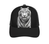 Black and White Tiger Trucker Hat Baseball Cap Hat Golf Hat Running Hat Fishing Hat Gym Hat Workout Hat Fender Hat, Black-style, One size