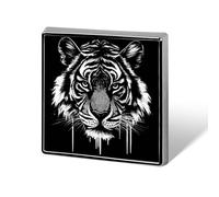 Black And White Tiger Unisex Brooches & Pins Square Lightweight Lapel Badge Jewelry for Clothing Shawl Hat