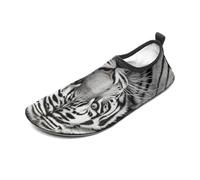 Black and White Tiger Water Shoes for Men Women, Lightweight Stretch Swim Shoes with Anti-Slip Rubber Sole, Quick-Dry Aqua Socks for Pool, Beach, Surfing, Style, 8 Women/8 Men