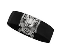 Black and White Tiger Workout Headband for Men and Women Moisture Wicking Headband for Tennis, Basketball, Running, Gym Outdoor Sports Sweatband