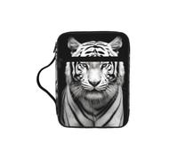 Black and White Tiger1 Bible Cover Case Waterproof Bible Bag with Handle Organizer Storage Book Cover for Bible Study