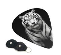 Black And White Tiger1 Guitar Picks 6-Pack - Pick Set (0.46mm / 0.71mm / 0.96mm) Suitable For Guitar And Ukulele Playing