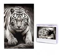 Black and White Tigers Puzzles 500 Pieces Personalized Jigsaw Puzzles Photos Puzzle for Adults Challenging Picture Puzzle with Storage Bag Jigsaw for Men Women Home Decor (19.7" x 29.5")