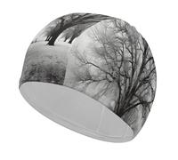Black and White Tree Swim Caps for Short & Long Hair Fashion Durable High Elasticity Swimming Caps Comfortable Bathing Cap Non-Slip Breathable Swim Hats for Swimmers&Gifts