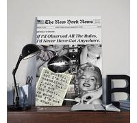 Black And White Trendy Newspaper Poster Art Print Im Pretty, But I'm Not Beautiful Vintage New York Time Newspaper Wall Art Decor For Bar Cart Women Or Girl Dorm Room Bedroom Living Room