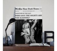 Black And White Trendy Newspaper Poster Art Print Who Says The Nights Are For Sleeping Vintage New York Time Newspaper Wall Art Decor For Bar Cart Women Or Girl Dorm Room Bedroom Living Room