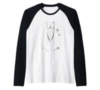 Black and White Tuxedo Bow Tie Funny Costume Women Men Gift Raglan Baseball Tee