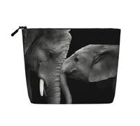 Black and White Two Elephants Patterned Single Layer Cosmetic Bag, Travel Toiletry Bag, Suitable for Business Trips and Daily use.