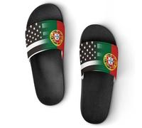 Black And White U.S.A. Portugal Flag Summer Mens Slippers Women Shower Shoes Sandals Beach Pool