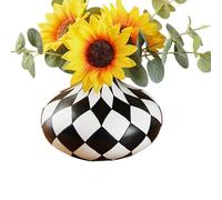 Black and White Vase - Small Resin Table Decor | Modern Grass Vase for Dining Table | for Bedroom Kitchen Living Room Office Bathroom Window Hallway Shelf Desk Fireplace