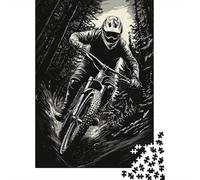 Black And White Vector Illustration Jigsaw Puzzles. 70x50cm/1000pcs Mountain Biker Whimsical Challenge Toy for Educational Games Gifts