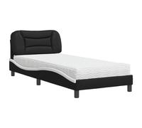 (black and white) vidaXL Bed with Mattress Bedstead Bed Base Mattress Foundation Faux Leather