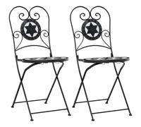 (black and white) vidaXL Bistro Chairs Foldable Outdoor Chair Dining Pub Chair 2 pcs Ceramic