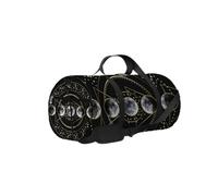 Black and White Vintage Boho Black and White Moon Phases Sports Bag Tote Bag Waterproof Gym Bag with Shoulder Strap Zipper 2 Side Pockets for Men and Women, Travel and Storage Shoulder Bag.