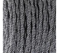 Black and White Vintage Braided Cable 3 Meters / 9.8ft, 3 Core 0.75mm² Fabric Covered Electrical Flex Wire for Pendant Lighting, Twisted Cloth Lamp Cord Industrial Retro Style for DIY Lighting