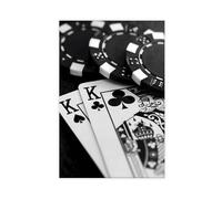 Black And White Vintage Poker Poster Art Print King of Clubs Playing Card Poker Table Preppy Wall Art Decor For Man Cave Bedroom Living Room Aesthetic Wall Decor