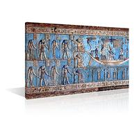 Black and White Wall Art 1 Panels Hieroglyphic Carvings and Paintings on the Interior Walls of an Ancient Egyptian Temple in Dendera Wall Decor for Bedroom Print on Canvas Ready to Hang (12" Wx18 H)