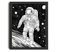 Black And White Wall Art Astronaut Print Monochrome Space Art Drawing Poster A5 - Wall Art Home Decor Movie Poster Canvas Film Cinema Retro Vintage Cult Classic Nostargic Saga Modern reprint we print