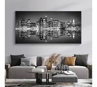 Black and White Wall Art Canvas Picture New York City Landscape Posters for Living Room Modern HD Home Decor 40 x 80 mx1pcs Frameless