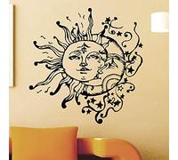 Black and White Wall Stickers - Sun, Moon and Stars Pattern Decoration, Suitable for Creative Art Design in Living Room, Bedroom, Study and Other Spaces. Vinyl Wall Stickers 57 x 57 cm