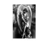 Black And White Warrior Angel Spirit Guardian Canvas Poster Bedroom Decor Landscape Office Room Decor Gift 20x30inch(50x75cm)