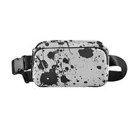 Black and White Watercolor Ink Spots Fashionable Fanny Waist Pack for Women Men Teenagers Waterproof Crossbody Bag Anti Theft Waist Pack with Adjustable Strap for Travel Vacation Running