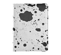Black and White Watercolor Ink Spots Leather Passport Card Holder Cover Combo for travel Vaccine Case Protector Cover Travel Passport Wallet With Vaccination Card Slot for men Waterproof, Black and