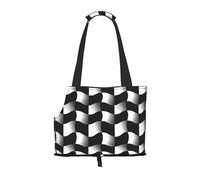 Black and White Wave Mosaic Printed pet Shoulder Bag, Suitable for Small Dogs and Cats, Shopping and Travel Dual-Purpose Bag