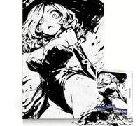 Black And White Witch Manga Jigsaws 1000 Pieces for Adults Focus Ability Mindful Escape Interlock Well Meaningful Gift (38x52cm)