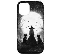Black And White Witchy Black Cat Moon Dark Academia Witch Case for iPhone 12/12 Pro
