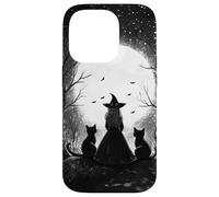 Black And White Witchy Black Cat Moon Dark Academia Witch Case for iPhone 14 Pro