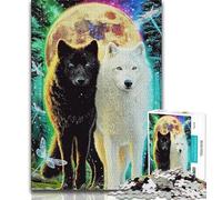 Black And White Wolf 1000 Pieces Jigsaw Puzzle For Adults Teens,Learning Educational Toy for Is Ideal As A Gift for The Whole Family (50x75cm)