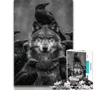 Black And White Wolf Crow 1000 Piece Jigsaw Puzzles for Teenagers Gifts,Stress Reliever Difficult Challenge Enhance Love between Couples 38x26cm