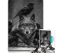 Black And White Wolf Crow Adult Jigsaw Puzzles 2000,Educational Game Challenge Toy Wall Decoration Unique Birthday And Xmas Gifts 70x100cm