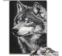 Black And White Wolf Jigsaw Puzzles for Adults 1000 Pieces, Toys Educational Games Stress Relieving Unique Birthday And Gifts (26x38cm)