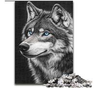 Black And White Wolf Jigsaw Puzzles for Teenagers 1000 Pieces, Art Interesting Stress Reduction Wishlist with Santa Claus for Age 14 (50x75cm)