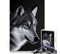 Black And White Wolf Jigsaws 1000 Pieces for Adults Mental Sharpness Cozy Pastime Precise Fit Holiday Treat (50x75cm)