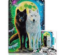 Black And White Wolf Puzzles for Teenagers 2000 Pieces,Help The Brain Exercise Addictive Toys to Cultivate Patience Great Gift 70x100cm