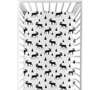 Black and White Woodland Moose Baby or Toddler Fitted Crib Sheet for Rustic Patch Collection by Sweet Jojo Designs