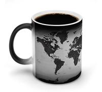 Black And White World Map Color Changing Mug Heat Changing Coffee Mugs Funny Heat Activated Mug Ceramic Magic Cup Novelty Coffee Mugs 12 Oz Unique Tea Cup Birthday Gift for Women Men