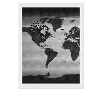 Black and White World Map Diamond Art Kits for Adults 12"x16" DIY Diamond Painting Kit for Beginners Gem Art Painting with Round Full Drill Diamonds DIY Paint Paintings for Home Wall Decor Gift