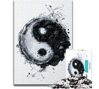 Black And White Yin And Yang Adult Puzzles 1000 Pieces,Help The Brain Exercise Addictive Toys to Cultivate Patience Unique Challenge Game (50x75cm)