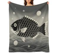 Black and White Yin Yang Koi Fish Flannel Throw Blanket Super Soft Lightweight Throw Blanket Fuzzy Comfy Flannel Blankets Warm Plush Throw Blankets for Couch Sofa Bed 30"x40"